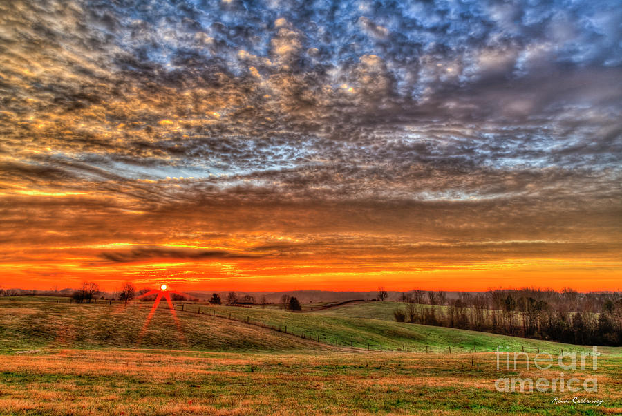Arise and Shine Hayfield Farming Sunrise  North Georgia Landscape Art Photograph by Reid Callaway