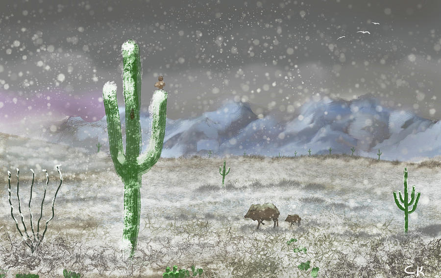 Saguaro National Park Digital Art - Arizona Blizzard by Chance Kafka