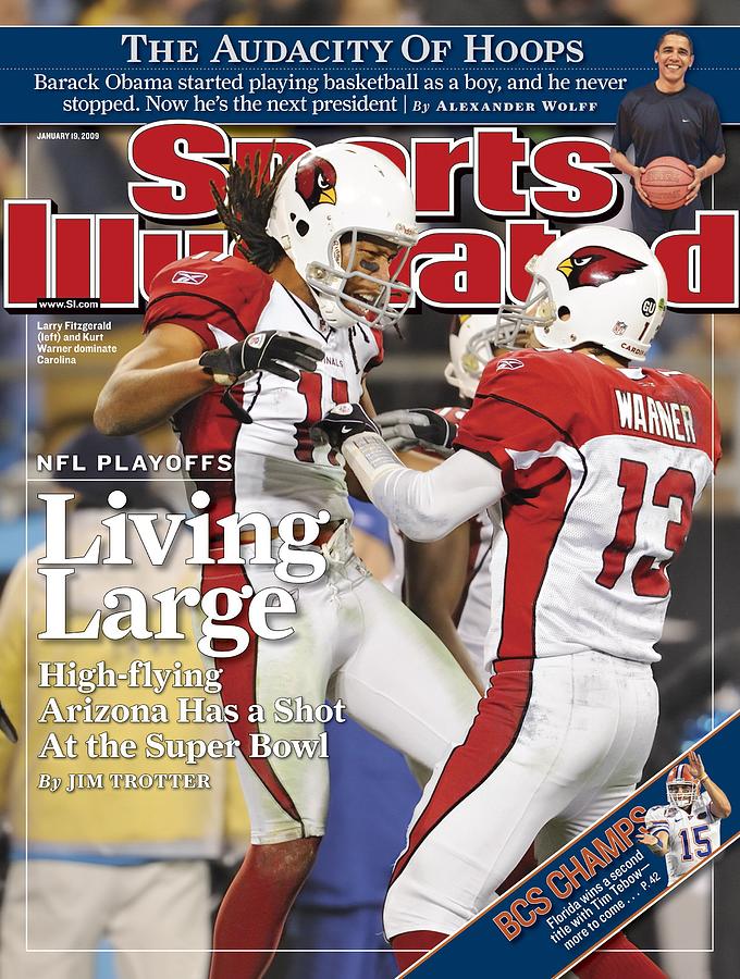 Arizona Cardinals Larry Fitzgerald, 2009 Nfc Divisional Sports Illustrated Cover Photograph by Sports Illustrated