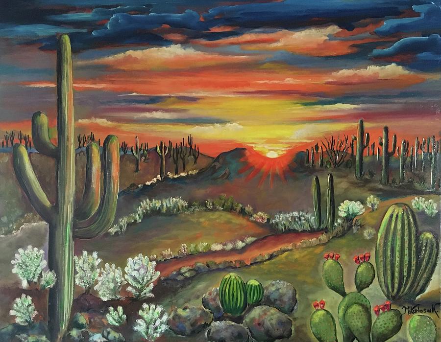 Arizona desert Sedona  Painting by Maria Karlosak