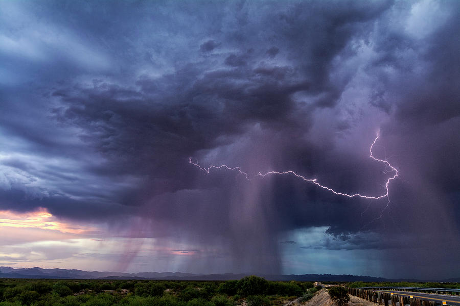 Arizona Rain With A Bit Of Lightning Photograph by Saija Lehtonen