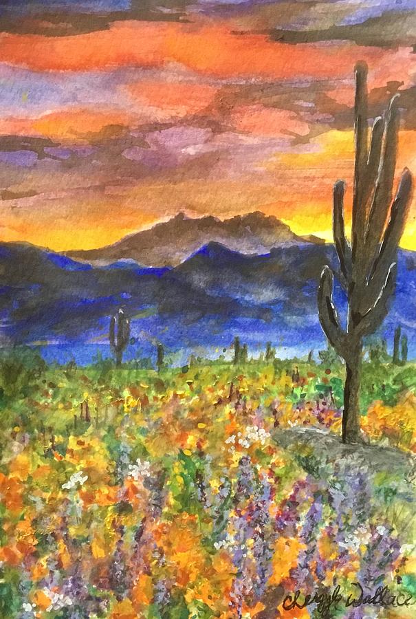 Arizona Spring Sunrise Painting by Cheryl Wallace
