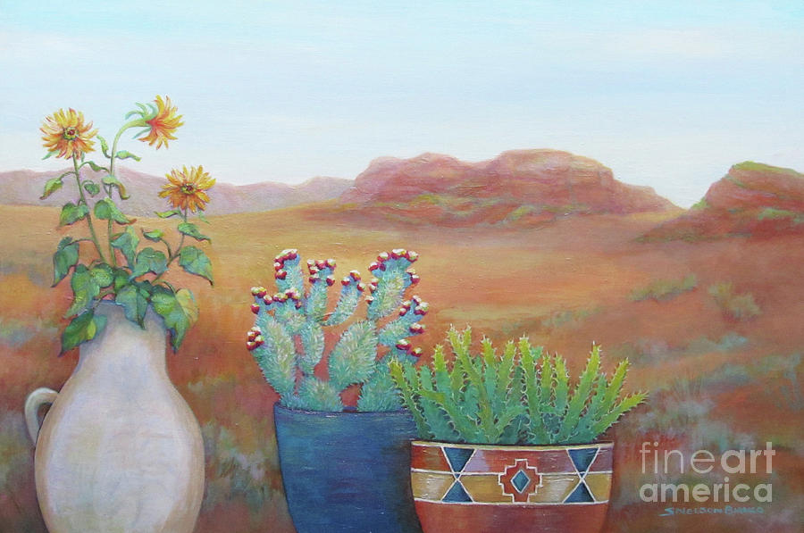 Flower Painting - Arizona Three by Sharon Nelson-Bianco