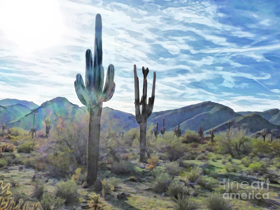 Mountain Digital Art - Arizona White Tank Mountains by Two Hivelys