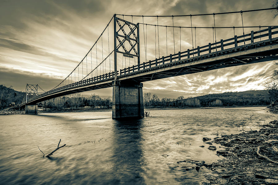 America Photograph - Arkansas Beaver Bridge Over The White River - Sepia by Gregory Ballos