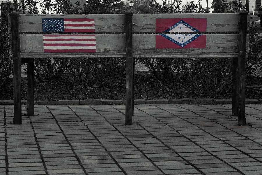 Arkansas Flag on Bench by Eugene Campbell Arkansas Flag on Bench by Eugene Campbell