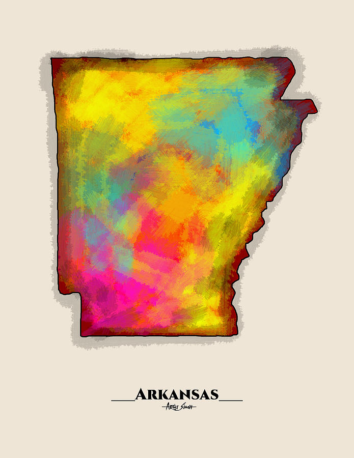 Arkansas Map Artist Singh Mixed Media By Artguru Official Maps Pixels 2100