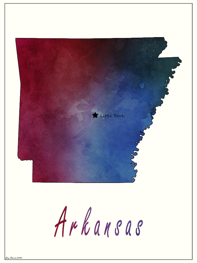 Arkansas Map Style 3 Drawing by Greg Edwards