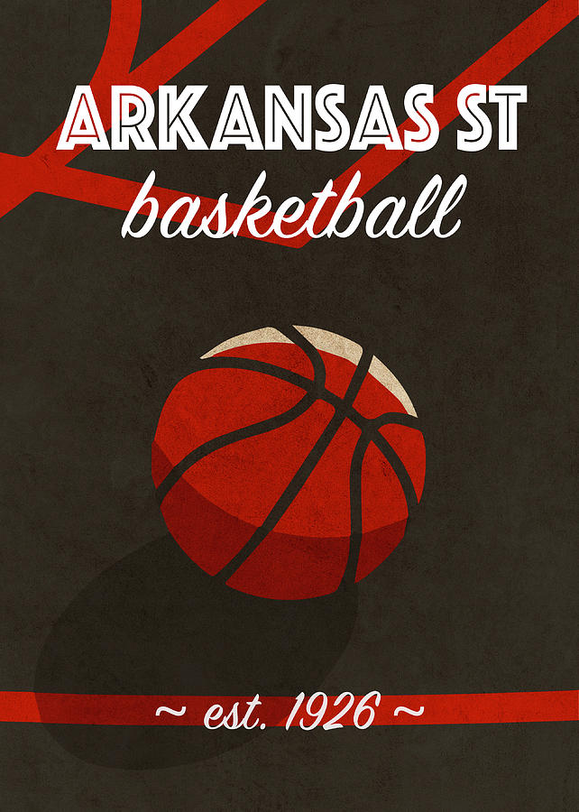 Basketball Mixed Media - Arkansas ST University Retro College Basketball Team Poster by Design Turnpike