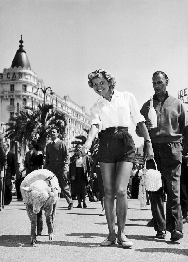 Arlette Patrick And His Sheep At Cannes Photograph by Keystone-france