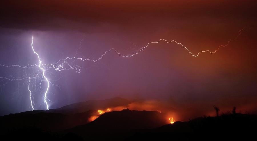 Armaggedon Lightning Strikes Near A Photograph by Nic Leister