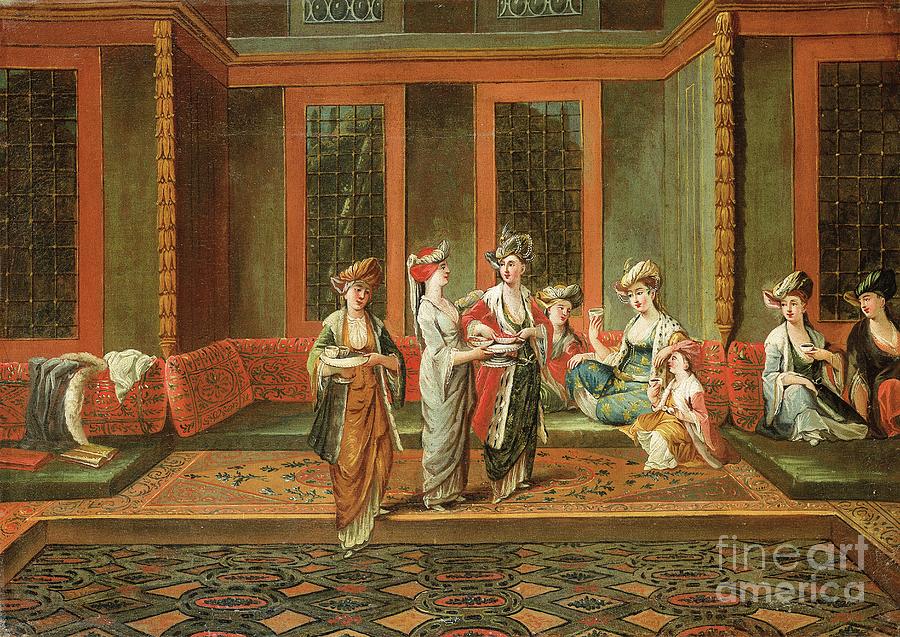 Turkey Painting - Armenian Women Drinking Coffee In An Interior by Jean Baptiste Vanmour