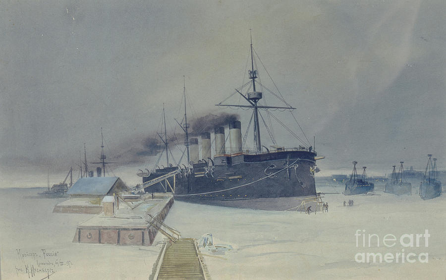 Armored Cruiser Rossia, 1897. Artist Drawing by Heritage Images