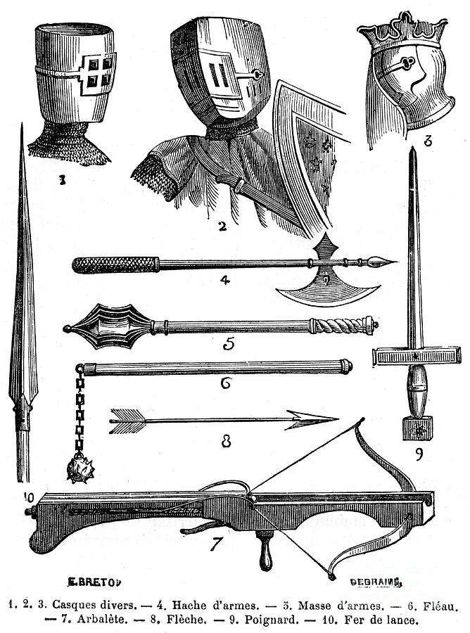 Armour And Weapons Of The 13th Century Drawing by Print Collector