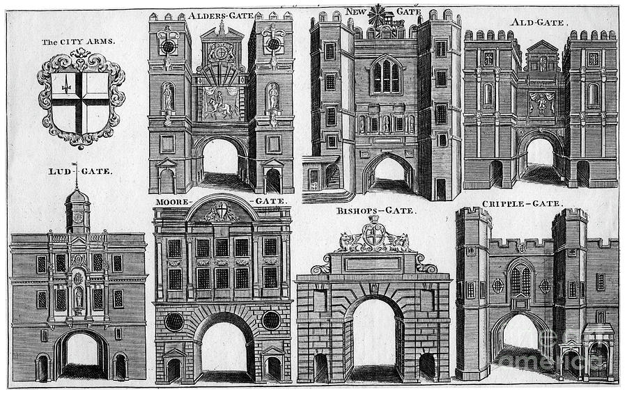 London Drawing - Arms And Gates Of The City Of London by Print Collector