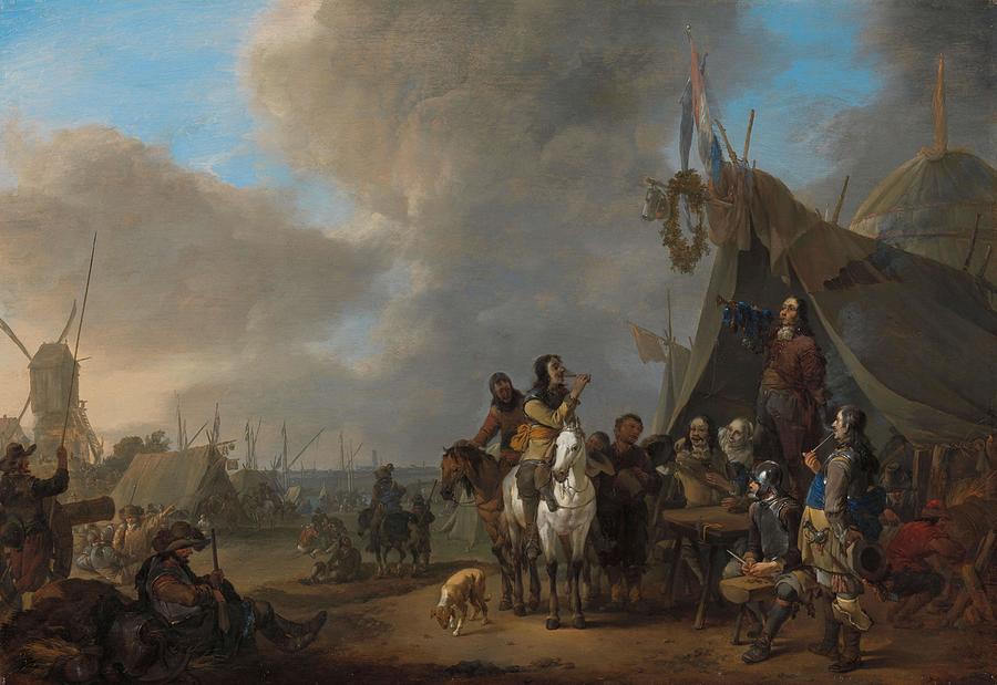 Army Camp. Painting by Johannes Lingelbach
