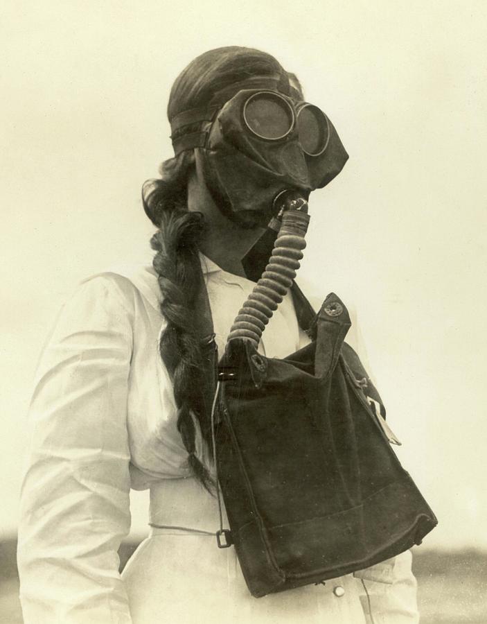 Army Nurse In Gas Mask, First World War Photograph by Nmhm