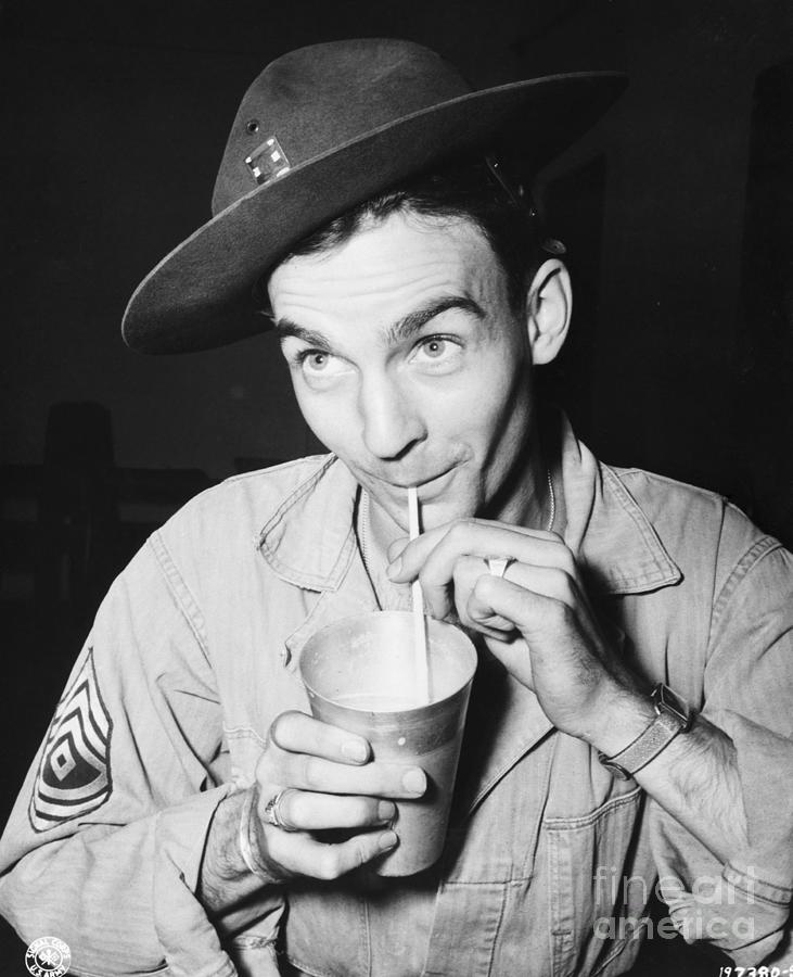 Army Sgt. Sipping Ice Cream Soda, 1944 Photograph by Bettmann