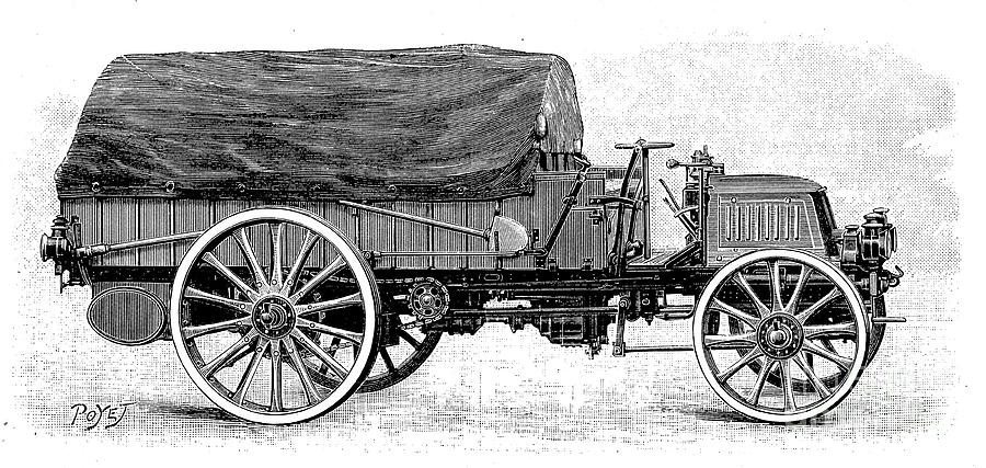 Army Truck By Daimler, With 4 Cylinder Drawing by Print Collector