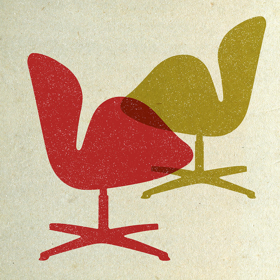 Mid-century Digital Art - Arne Jacobsen Swan Chairs I by Naxart Studio Mid-century Digital Art - Arne Jacobsen Swan Chairs I by Naxart Studio