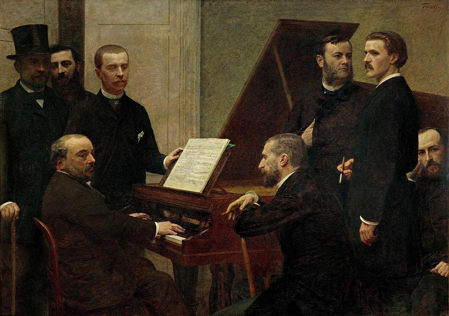 Around the piano -Emmanuel Chabrier at the piano-, 1885, Oil on canvas, 16... Painting by Henri de Fantin-Latour -1836-1904-