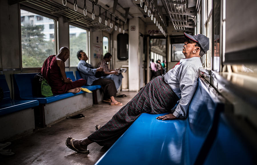 Train Photograph - Around Yangon By Train by Marco Tagliarino