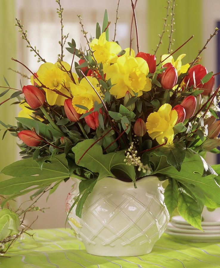 Arrangement Of Daffodils And Tulips Photograph by Friedrich Strauss