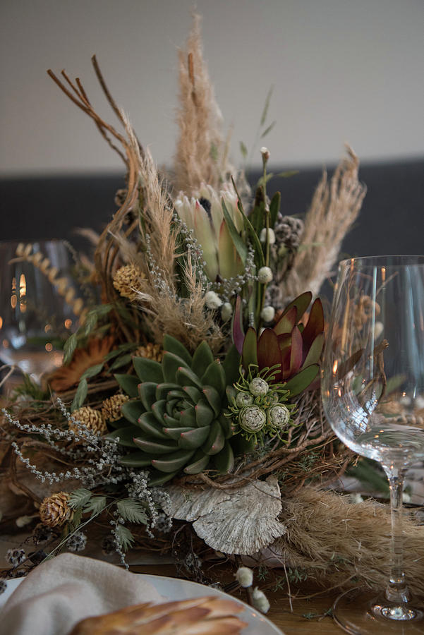 Arrangement Of Dried Flowers On Wedding Table Photograph by Jelena Filipinski