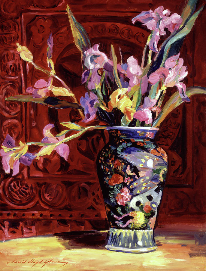 Arrangement Of Irises Painting by David Lloyd Glover
