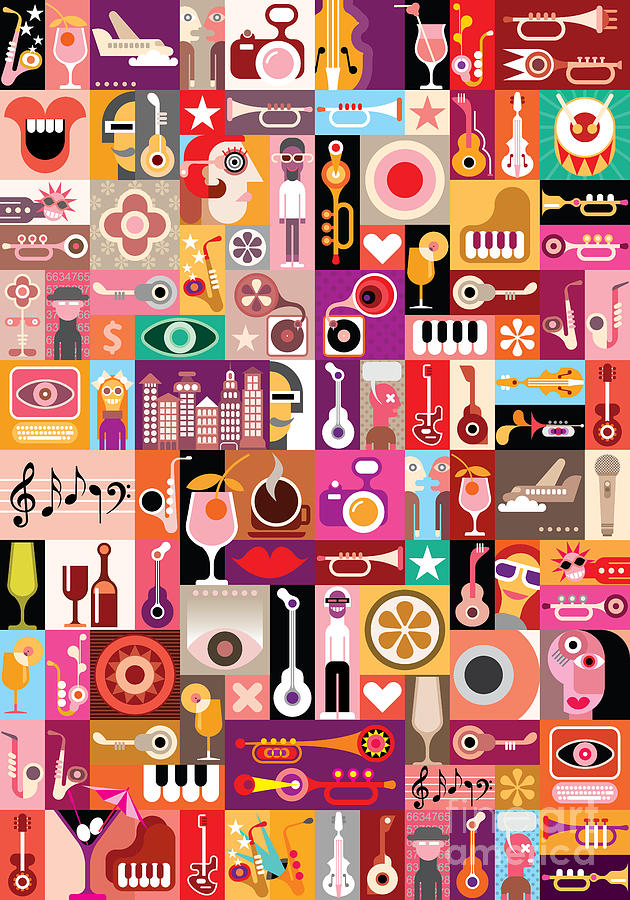 Notes Digital Art - Art Collage Musical Vector by Danjazzia Notes Digital Art - Art Collage Musical Vector by Danjazzia