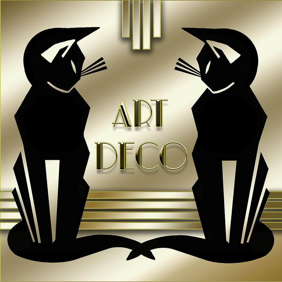 Art Deco Cats Digital Art by Chuck Staley