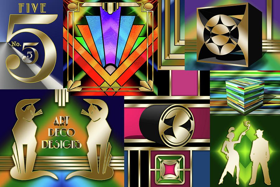 Art Deco Collage 1 Digital Art by Chuck Staley