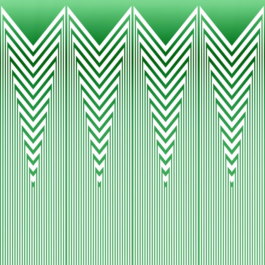 Elegance Digital Art - Art Deco Nautical Mint Green Stripes by Patricia Keith