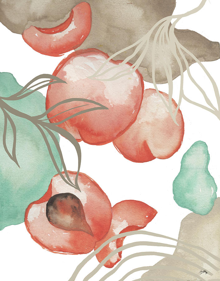 Fruit Mixed Media - Art Deco Peach by Elizabeth Medley