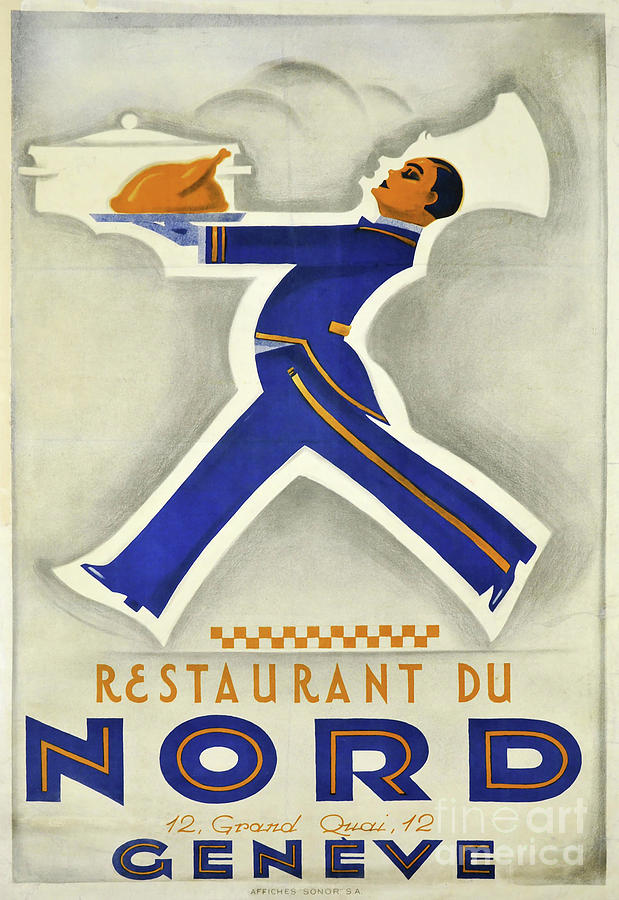 Art Deco Restaurant Poster Swiss Painting by Mindy Sommers