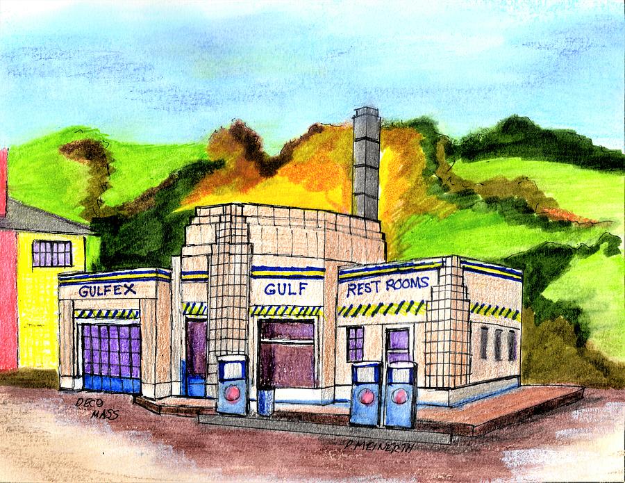 Art Deco Service Station Drawing by Paul Meinerth