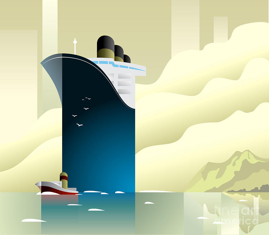Big Digital Art - Art Deco Ship Vector Illustration by Sebos
