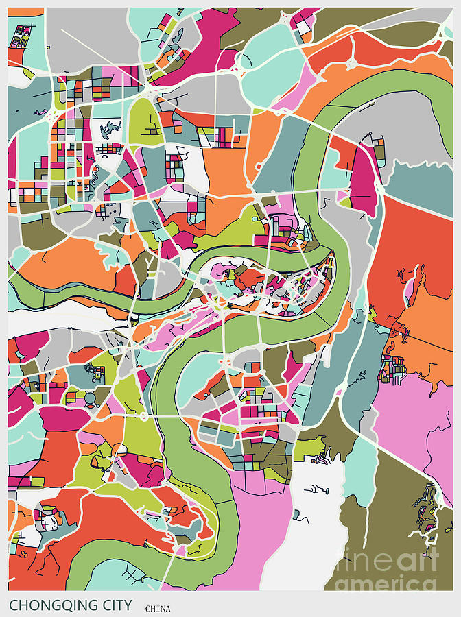 Art Map,chongqing City Of China Digital Art by Shuoshu