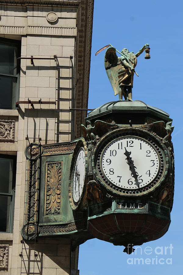 Art Nouveau Clock At Jeweler Building Chicago Photograph by Christiane Schulze Art And Photography