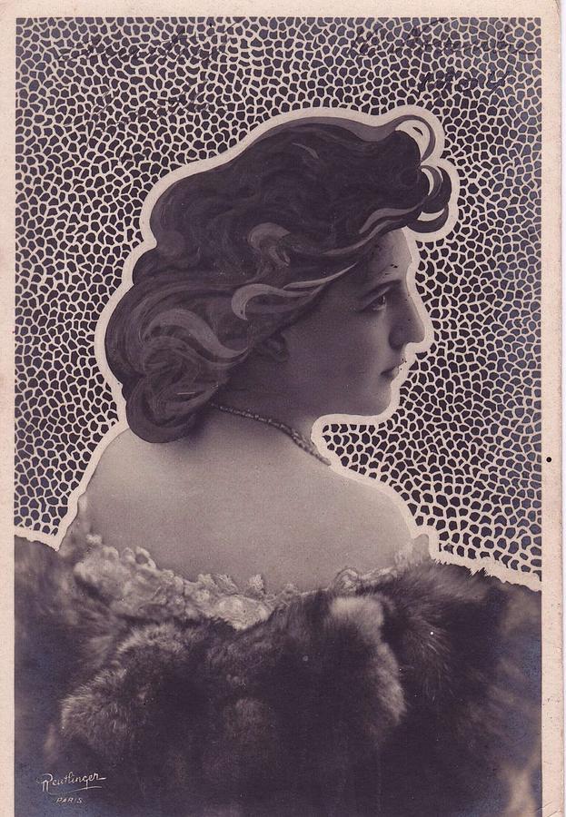 Art Nouveau Hair Vintage Postcard 7 Painting by Celestial Images - Fine ...