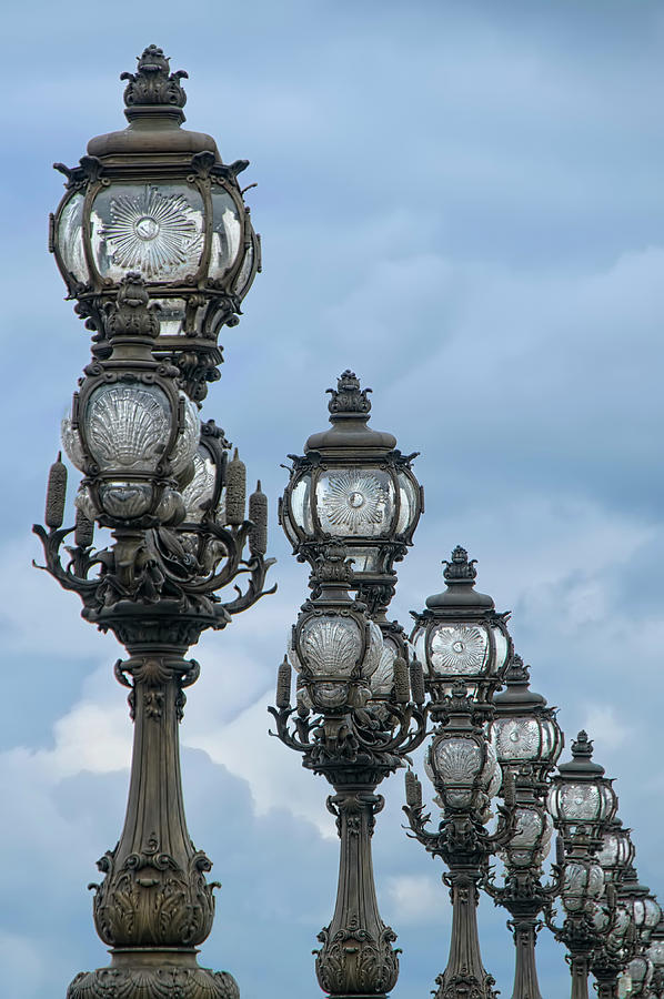 Paris Photograph - Art Nouveau Lamps Posts On Pont Alexandre IIi - II by Cora Niele