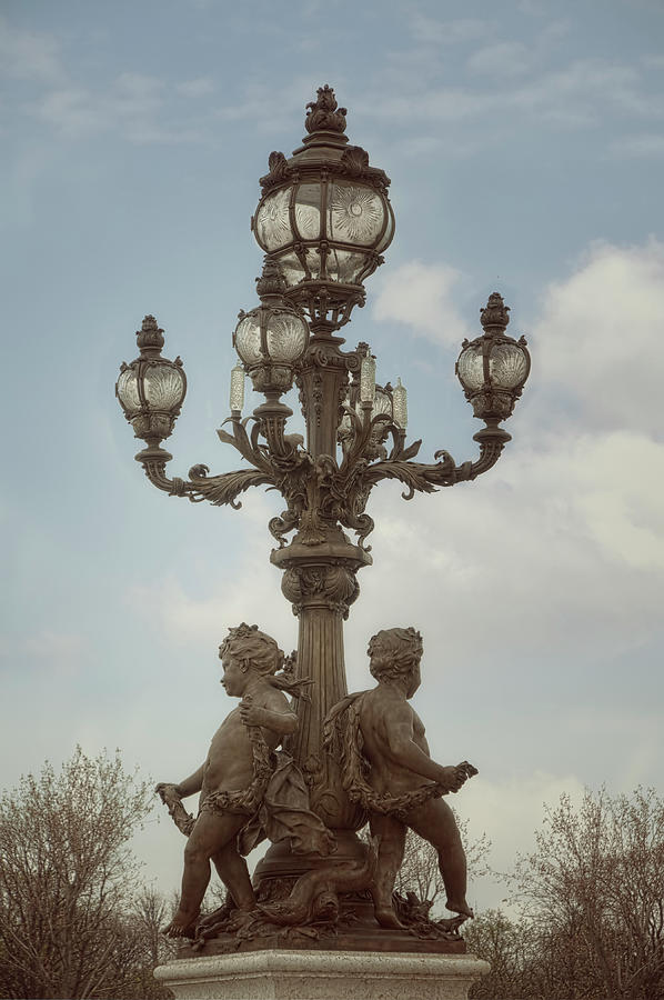 Art Nouveau Lamps Posts On Pont Alexandre IIi - Iv Photograph by Cora Niele