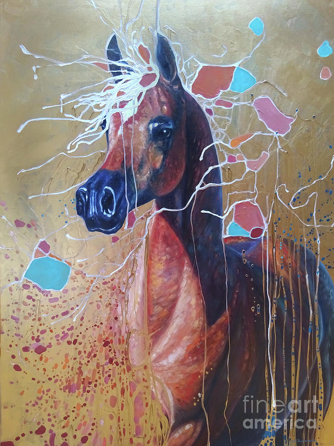 Art Nouveau Party Horse Painting by Gill Bustamante