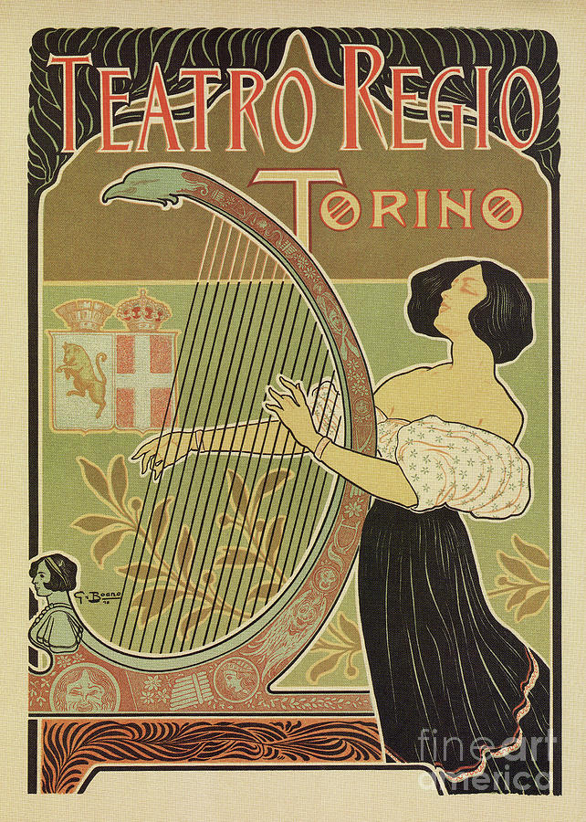 Art nouveau Royal Opera House Turin Torino Drawing by Heidi De Leeuw