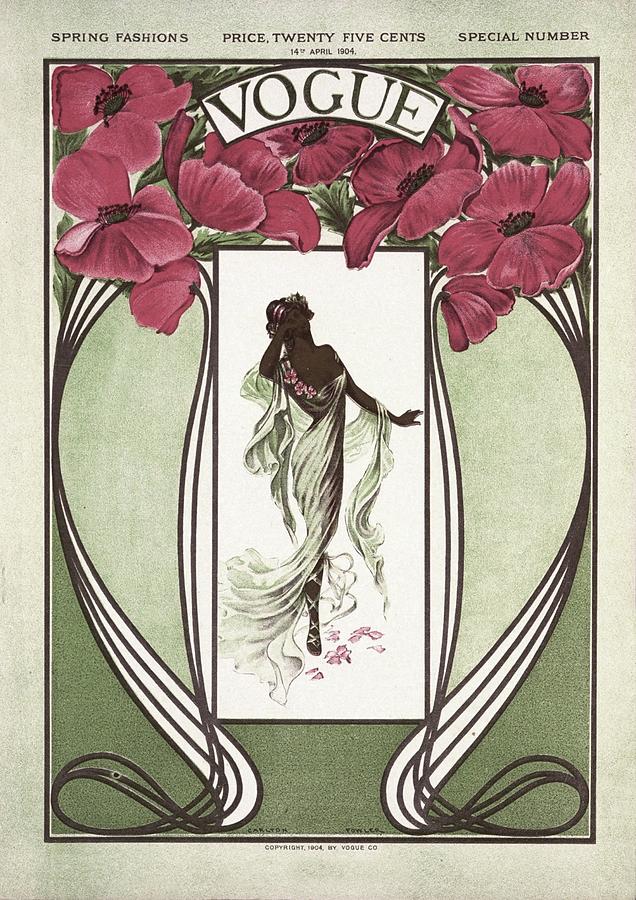 Art Nouveau Vintage Vogue Cover Of Poppies Painting by Carlton Fowler