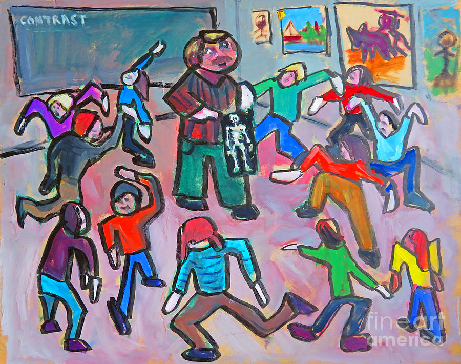 Dancing Painting - Art Students Doing the Skeleton Dance by John Malone
