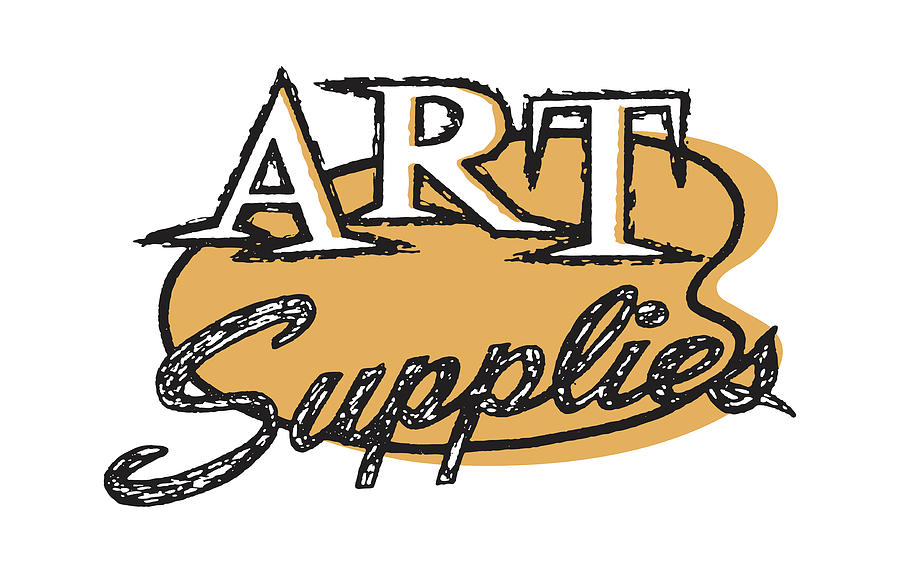 Typography Drawing - Art Supplies Word Art on a Palette by CSA Images