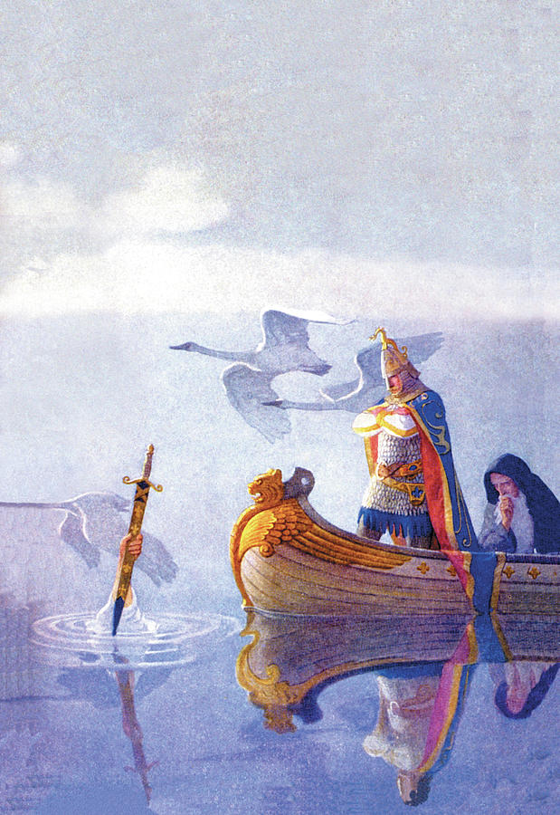 Arthur and Excalibur Painting by N.C. Wyeth