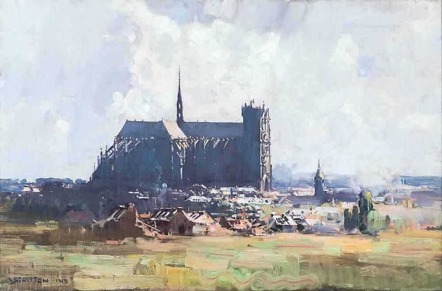 Arthur Ernest Streeton  1867-1943 , Amiens Cathedral - 1918 Painting by Celestial Images