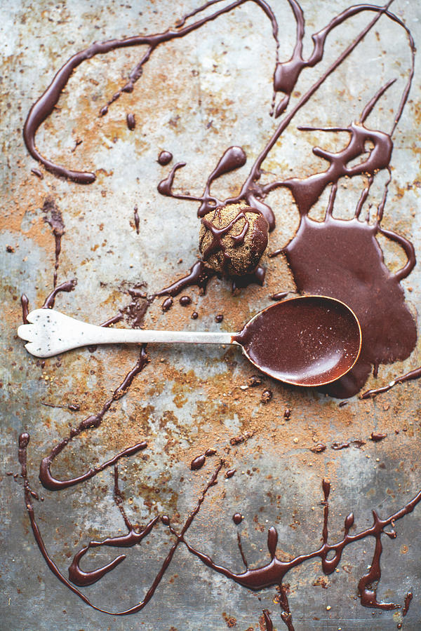 Artisan Chocolate Truffles With Chocolate Sauce Photograph by Lara Jane Thorpe